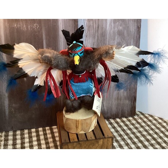 Kachina Doll EAGLE DANCER Signed /Number Fyazzie Eagle 11" T x 14"W Rain Weather - Picture 2 of 16